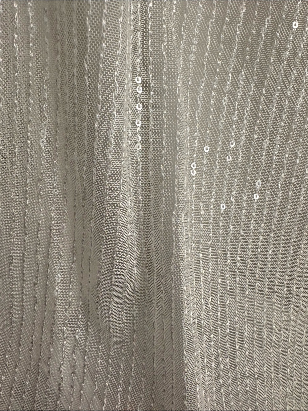 White Sequin Dress with Feather Cuffs - Picture 4 of 4